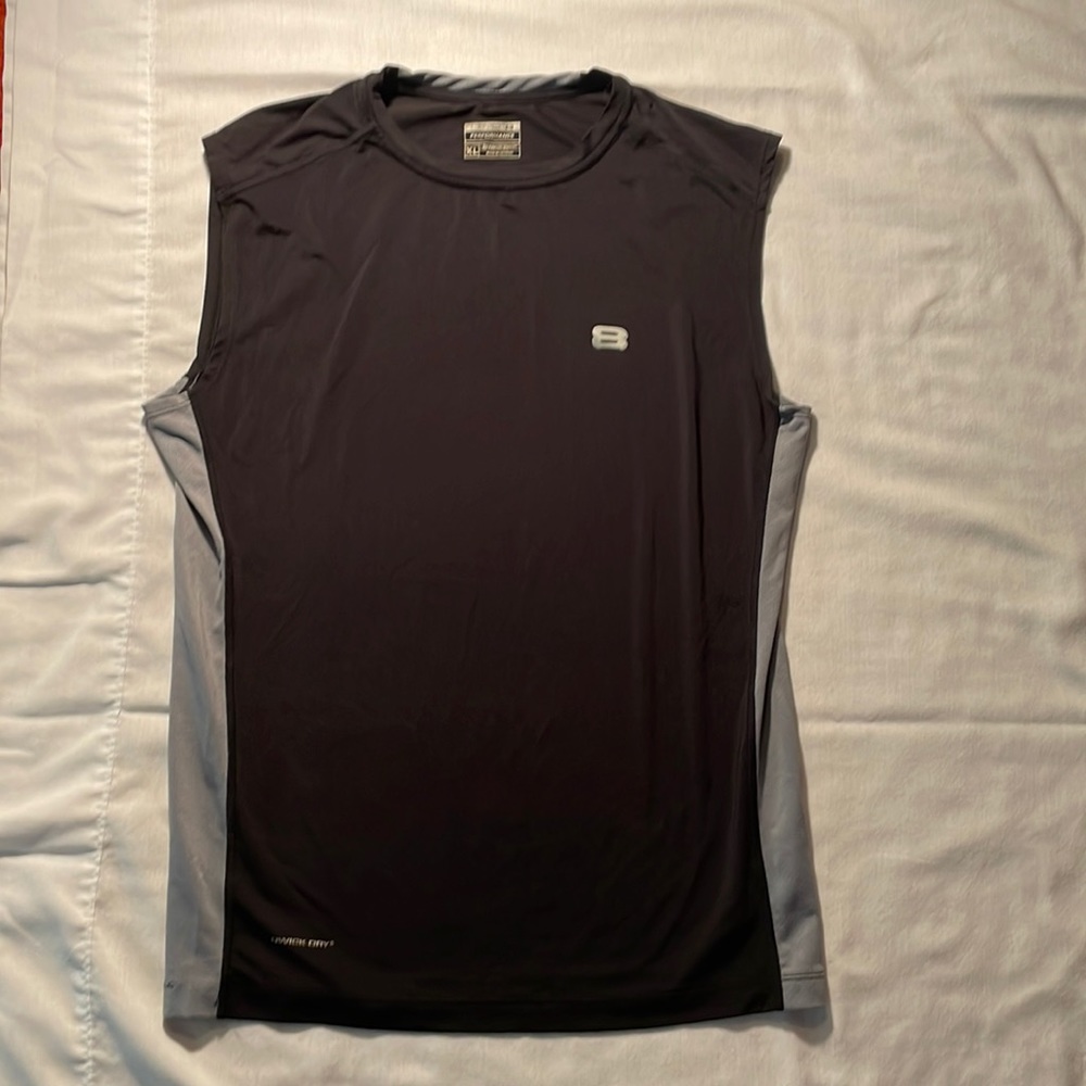 Layer 8 Performance XL qwick-dry, black with gray sides,athletic sleeveless